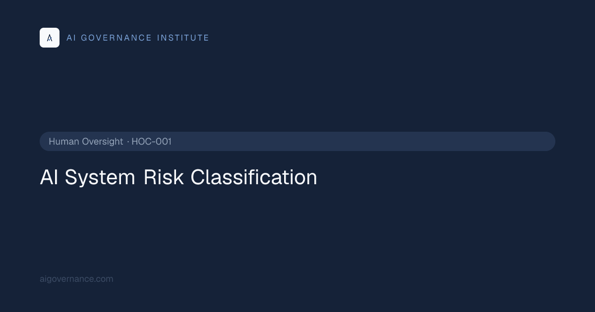 AI System Risk Classification — Human Oversight AI Governance Control ...